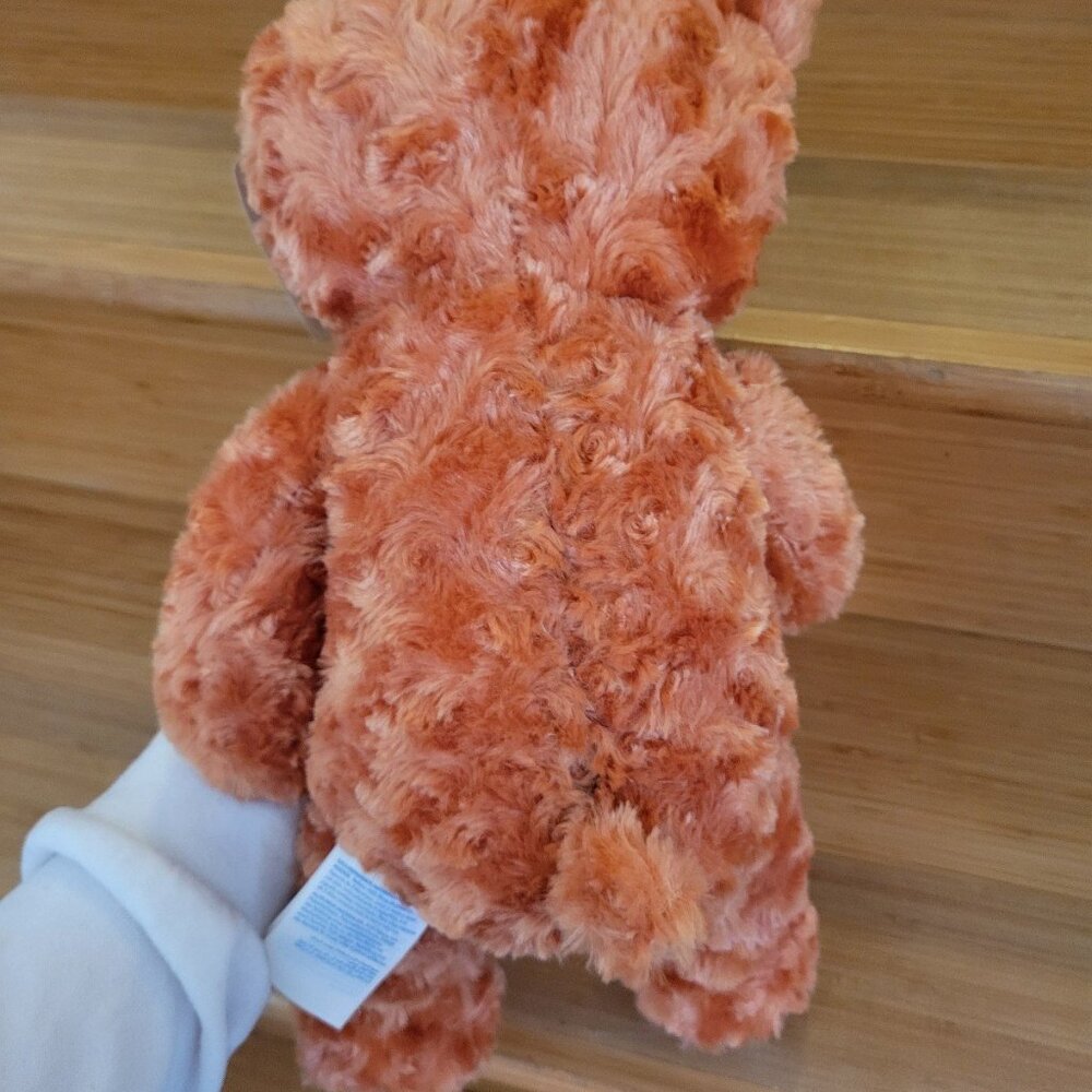 Build A Bear Pumpkin Spice Bear Plush Orange Curly Glitter NWT. Super soft. - Picture 8 of 9